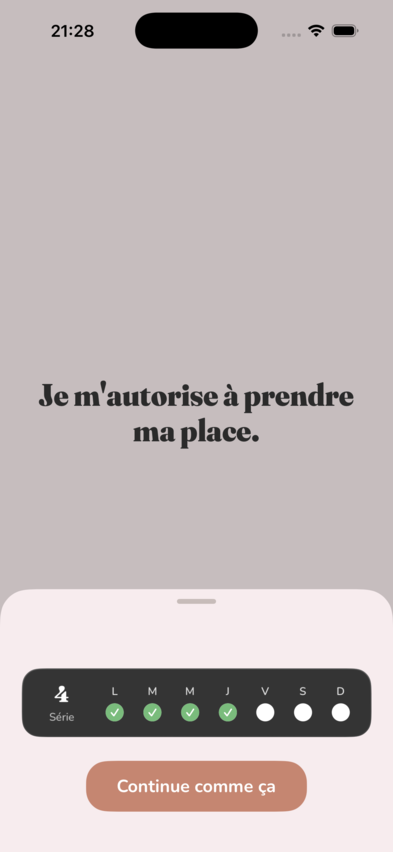 Écran iPhone Pépites avec série quotidienne